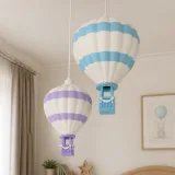 2'li Sıcak Hava Balonu Avize - Çocuk Odası Avizesi – Bebe Mavisi - Lila