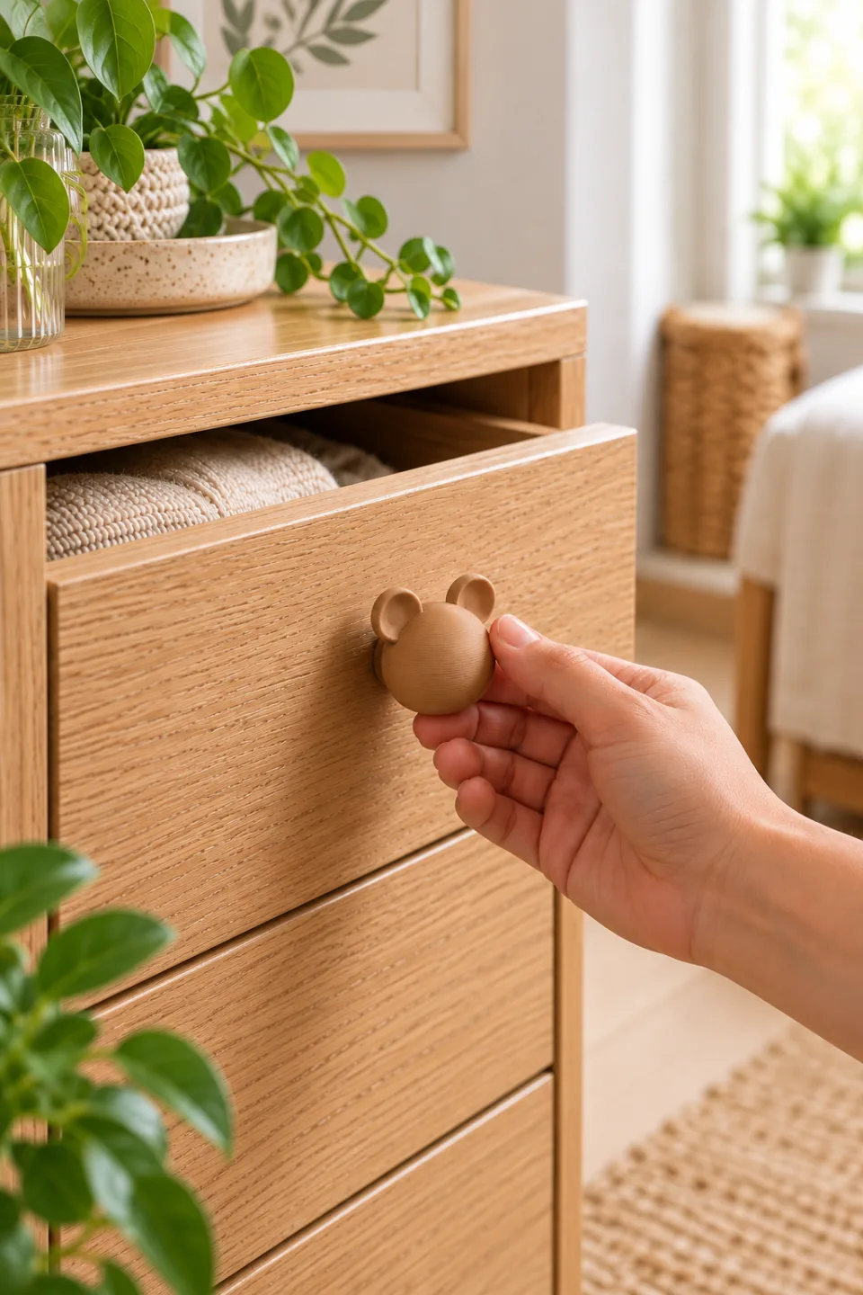Kahverengi 3D Ayıcık Çekmece Kulpu farklı açıdan